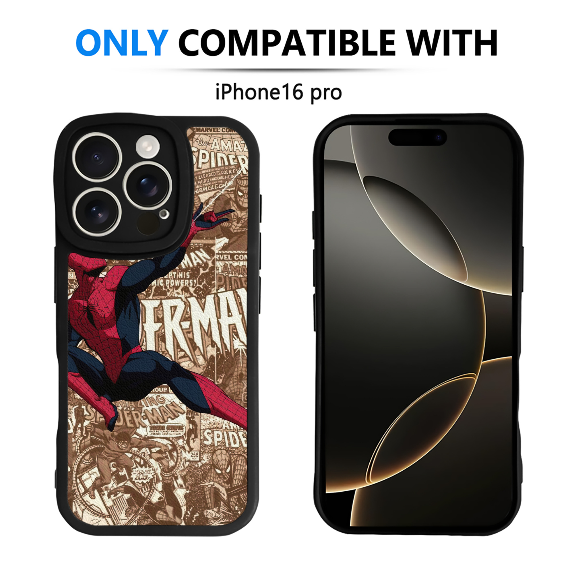 （画像用） Spider Man スパイダーマン 【iPhone 16シリーズ対応】シリコンスマホケース（レザー調） 材質：シリコン